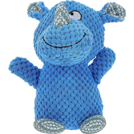 Peluche rhinocéros pour chien, jouet couineur à mordiller, 1 pièce, jouet interactif et durable pour animaux de compagnie (1/5)