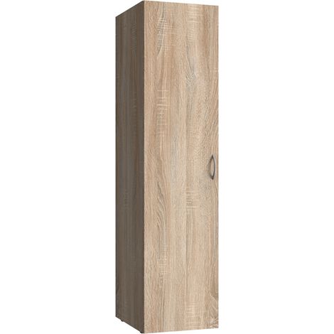 Armoire de rangement en bois mélamine coloris imitation chêne - longueur 40 x hauteur 185 x profondeur 54 cm