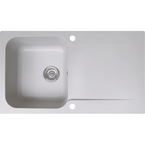 Essebagno Evier réversible 1 cuve 1 égouttoir Lisse résine gris