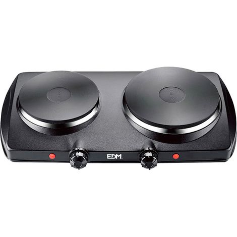 Piastra Elettrica Nera 1400w 2 Fuochi Ce/a13 46,5x26x8,5cm Edm
