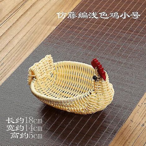 Obstkorb aus Rattan, Aufbewahrungskorb für den Haushalt, Aufbewahrungskorb mit Tiermotiven aus Rattan, multifunktionale Dekoration – kleine Hühnergröße