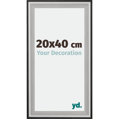 yd. - Cadre photo 20x40 - Noir Argent Poli - Bois - Birmingham (1/5)