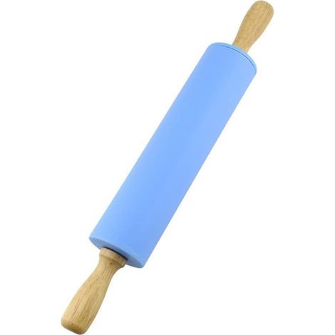 Rouleau à pâtisserie en silicone, surface antiadhésive, manche en bois, 1,97 x 15,15 cm (1/3)