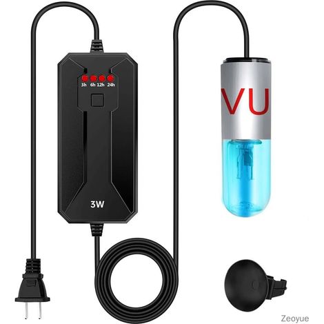 Lámpara purificadora de agua automática con temporizador: Luz repelente de algas, compacta y resistente a la intemperie, adecuada para acuarios y estanques. (1/5)