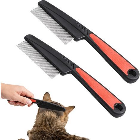 x Läusekamm für Katzen und Hunde, Katzenkamm aus Edelstahl, effektives Werkzeug zur Entfernung von Flöhen und Nissen, abgerundete Zinken für sanftes Kämmen, ideal zum täglichen Entwirren (1/5)