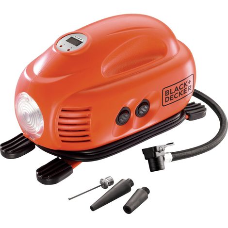 Black & Decker – Gonfleur-compresseur sans fil 12V – Puissance 120 PSI/8,27 Bars – Flexible haute pression – Écran lumineux pour visibilité nocturne (1/10)