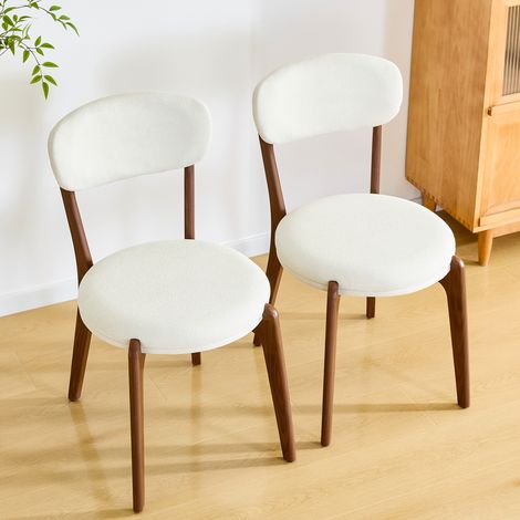 2er-Set Esszimmerstühle aus Leinen mit Metallrahmen, weiß