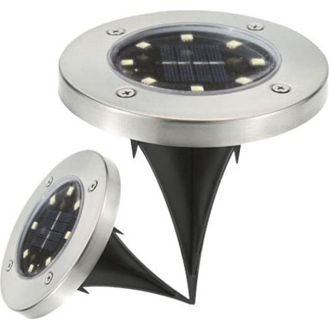 Lampe solaire enterrée en acier inoxydable pour l'extérieur Lampe de terre pour le jardin Lampe de rue pour la pelouse Etanche-8LED,2V100mA,11.51cm,2pcs