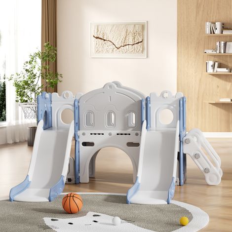 Blue Toddler Indoor Outdoor Toddler Two Slides Playset (1/5)