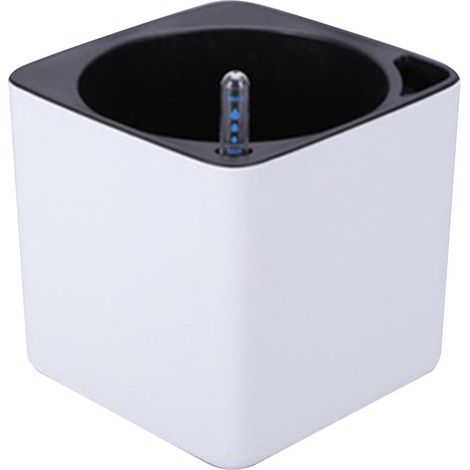 Jardinière en plastique à arrosage automatique avec indicateur de niveau d'eau, blanc M (1/5)