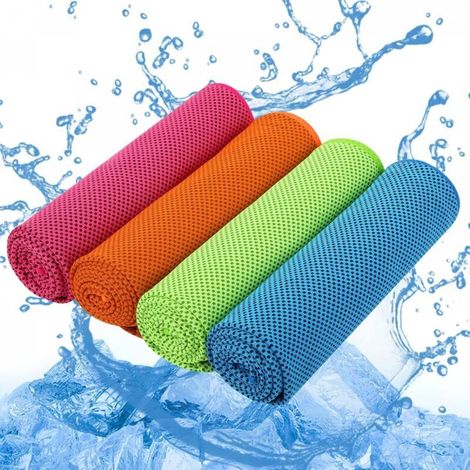 Lot de 4 Serviette de Refroidissement (100x30 cm), Serviettes de Sport, Serviette Rafraîchissante, Super Absorbante et Séchage Rapide, Serviette de Sport Homme Parfaite pour Le Camping, Sport (1/5)