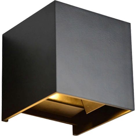 Schwarze LED-Wandleuchte in Würfelform, 6 W, einstellbare Helligkeit, neigbar (nach oben/unten), wasserdicht, modernes Design für Wohn- und Schlafzimmer (1/5)