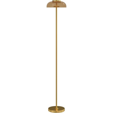 Lampadaire LED pour salon avec lumière chaude 3000K, interrupteur au pied, finition laiton, 25x25x134 cm (1/5)
