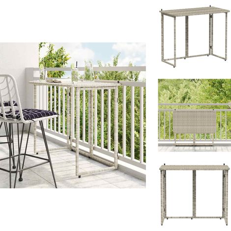 Table de jardin pliante gris clair 90 x 51 x 75 cm polyrotin - Table De Jardin - Tables De Jardin - Table D'extérieur - Table De Patio (1/5)