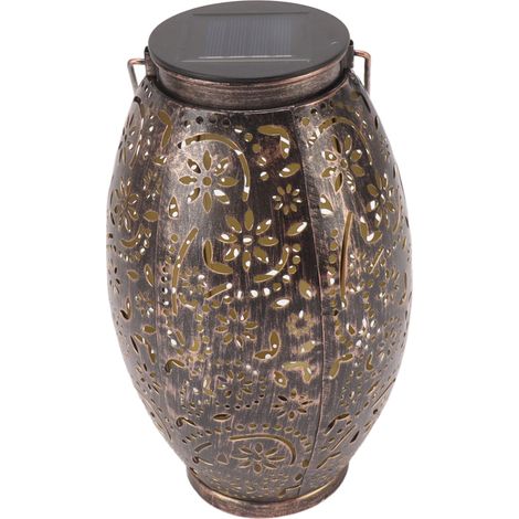 Hängende Solarlaterne mit ausgehöhltem Chrysanthemen-Schatten, Retro-Garten-Solarlampe, wasserdicht, dekorative Metallleuchte für den Außenbereich (1/5)