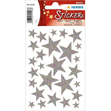 von Herma – von Herma – Aufkleber – Weihnachtsaufkleber – Magic – silberne Sterne, mit Glitzer (1/2)