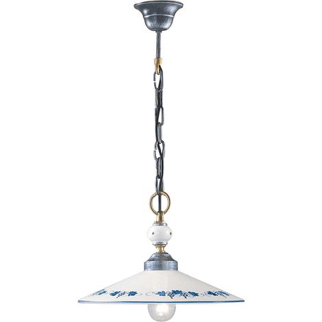 Lampadario Classico Asti Metallo E Ceramica Nero Sfumato Argento 1 Luce E27 (1/5)