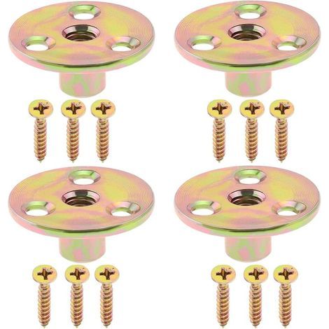 4 Sets Métrique M8 de Kits de Quincaillerie pour Pieds de Meubles Plaques de Montage pour Pieds de Meubles Écrou à 3 Trous en Forme de T pour Canapé Armoire (1/5)