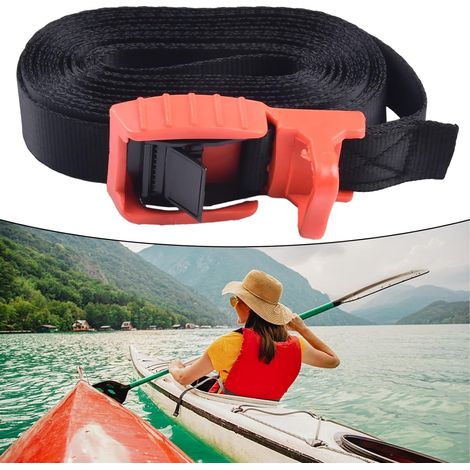 Correas de sujeción reforzadas con hebilla de silicona para portaequipajes de techo de kayak de 4,5 m y 6 m de longitud, hebilla de aluminio, cincha de poliéster, transporte seguro (4,5 m). (1/5)