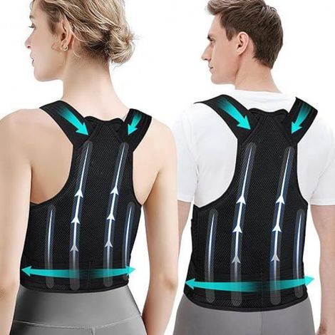 Correcteur de posture - Ceinture dorsale M - Maintien dorsal & lombaire - 2 tiges ABS + 2 tiges fibre - Respirant réglable (1/3)