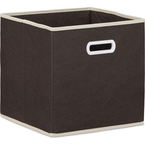 Lot de 2 boîtes de rangement pliables 30 x 30 x 30 cm capacité 25 litres en tissu beige (1/5)