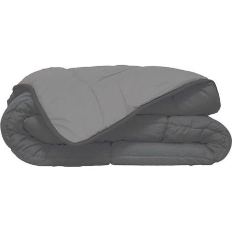 HUDSON Couette legere Microfibre 200g/m2 140x200cm Acier + Argent