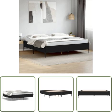 The Living Store Bettgestell Schwarz 180x200 cm Holzwerkstoff und Metall - Bettes - Doppelbett - Boxspringbetten - Bettrahmen - Lattenrost (1/5)