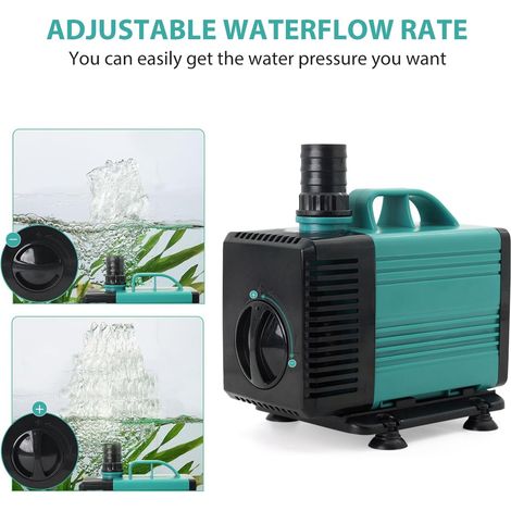 [RM] Pompe à eau submersible pour fontaine (4000 L/h, 85 W) avec 4 buses, hauteur de refoulement de 4,5 m, tuyau d'arrosage de 1,5 m (1/4)
