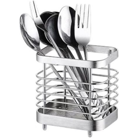 Cutlery drainer, knife holder basket, forks, spoons, kitchen utensils, cutlery holder made of stainless steel, silver MUMU (1/4)