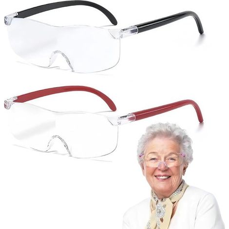 Paquete de 2 lupas para usuarios de gafas. Lupa portátil para leer y trabajar con gafas. Ideal para bordado, costura y bricolaje.