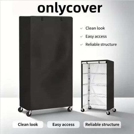 (Noir, 92 x 46 x 158 cm) Housse de protection extérieure pour étagère de garage, anti-poussière (1/4)