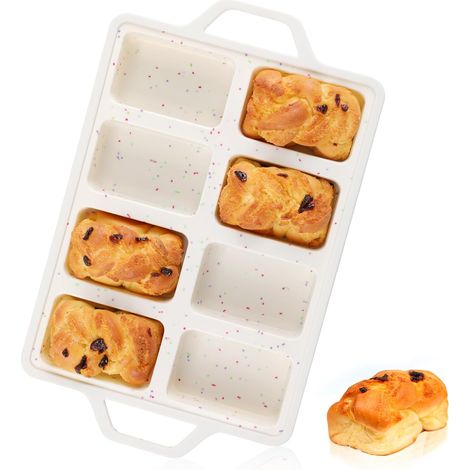 Moule À Mini Cake En Silicone - Cadre Renforcé En Métal - 8 Cavités - Résistant Au Froid Et À La Chaleur - Lavable En Lave-Vaisselle - 1 Pièce (1/5)