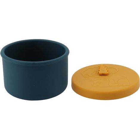 Boîte à lunch en silicone jaune, portable et hermétique, idéale pour les étudiants et les travailleurs. (1/5)