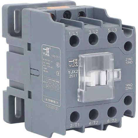 Contacteur tripolaire à courant alternatif, basse tension, 25 A, montage sur rail DIN, pour moteurs, condensateurs et compresseurs de systèmes de chauffage, ventilation et climatisation, 220 V