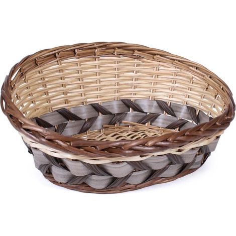 Cesto vimini ecorattan ovale naturale/marrone, 45x38x12/22 cm (kit da 3)
