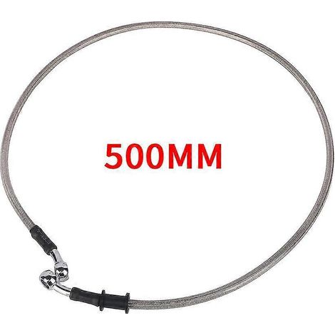 Durite de frein/d'embrayage/huile hydraulique renforcée en acier tressé, 500-900 mm, raccord banjo 28°, compatible Racing MX - argent 500 mm (1/5)