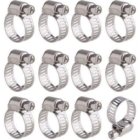 BUNTHAUS 12 Pièces Collier de Serrage Tuyau Ajustable en Acier Inoxydable Tuyau Pinces Clips Fixation (10-16 mm) (1/5)