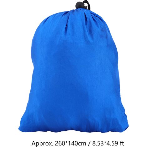 Hamac double portable de camping et de voyage, lit suspendu avec sangle pour arbre (bleu foncé) (1/5)