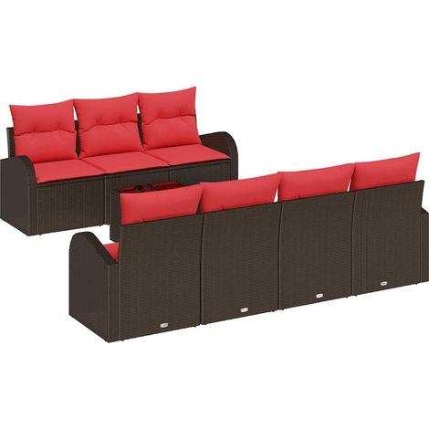 Maison Exclusive - Set di divani 8 pcs Marrone e Rosso Poliestere