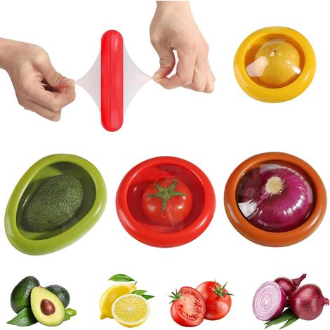 4er-Set Gemüseaufbewahrungsboxen – Tomate, Zwiebel, Zitrone – Zitronenbox, Obstaufbewahrungsbox, wiederverwendbare Kühlschrankbox zur Erhaltung der Frische (1/5)