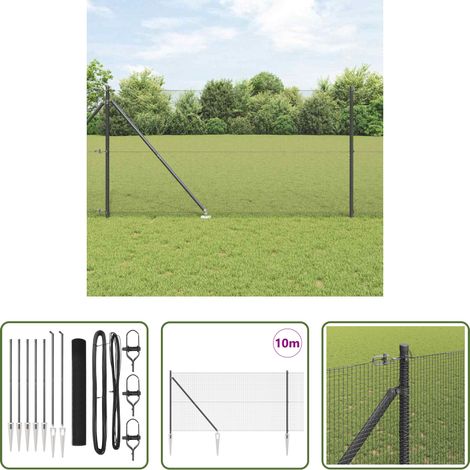 vidaXL Stahl-Zaunpfosten - Zaunpfosten Grau 10 x 1,4 m (12 x 12 mm Maschen) Stahl und PVC (1/5)