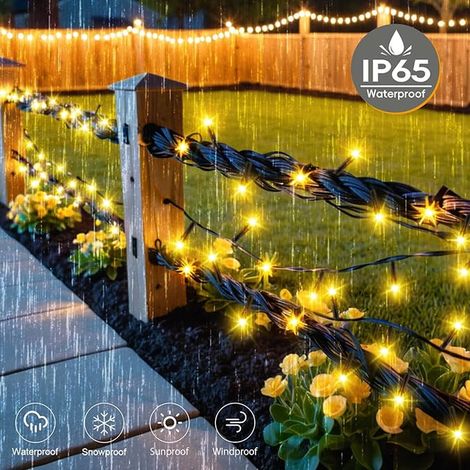 cshare Solar String Lights Outdoor 5M 50 LED Copper Wire 8 Modes Timer IP65 Weatherproof for Yard, Christmas Tree, Garden, Bedroom, Balcony (1/4)
