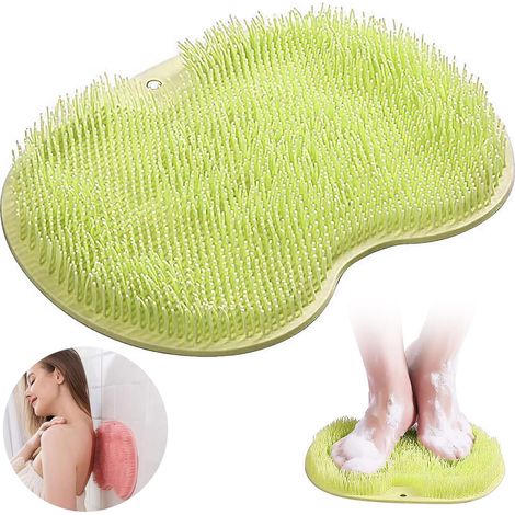 Esterilla de masaje de silicona antideslizante - Limpiador de espalda - Con ventosas antideslizantes - Masajeador exfoliante - Limpia, exfolia y masajea la espalda (Verde)
