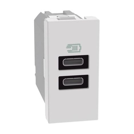 Caricatore USB con 2 porte tipo C Bianco Bticino MatixGo JW4191CC (1/2)