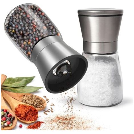 LaBlanc - Molinillo de pimienta, juego de 2 piezas ajustables de salero y pimentero con núcleo de molienda de cerámica, para el hogar o la cocina. (1/5)