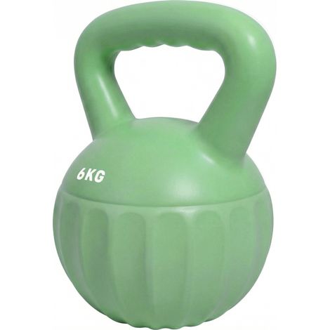 Kettlebell de 6 kg lesté de sable, idéal pour les débutants, musculation à domicile, 17 x 17 x 23 cm, vert (1/5)