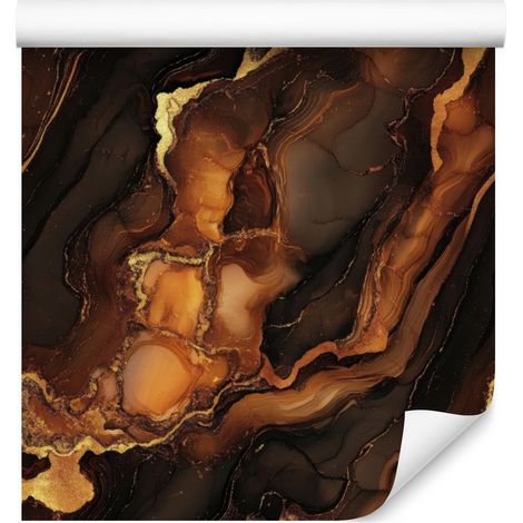 Papier peint encre rouille, orange et noir pour salon et chambre 50x1000 cm (1/5)