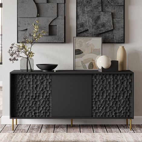 Buffet design noir et or 155cm Tramona (1/5)