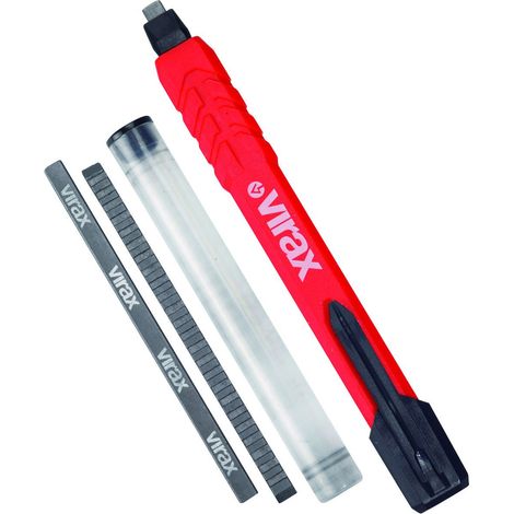 Virax – Crayon de chantier rechargeable 262710 – Mine crantée Dura Lead 18% plus épaisse – Écrit sur métal, béton, plastique (1/3)