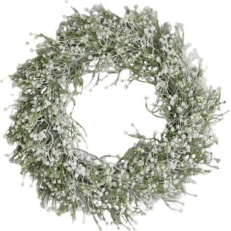 Guirlande Artificielle Gypsophila - Couronne Décorative Blanche 40 cm - Pour Porte d'Entrée Bureau Intérieur Extérieur Mariage Fête (1/5)